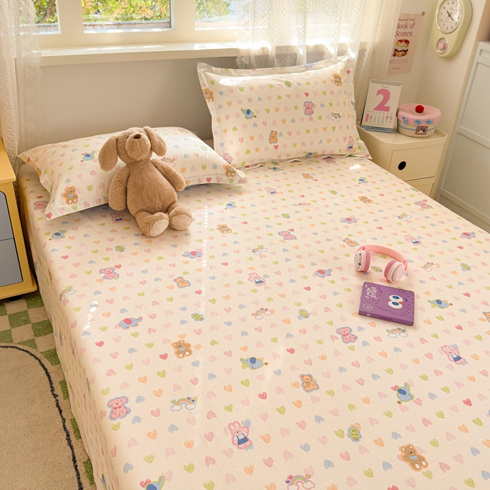 91家纺网 家纺一手货源 找家纺 拾物记 2026新款第二批A类新疆全棉12868单品床单系列（提供买家秀和A类质检报告） 爱心动物园