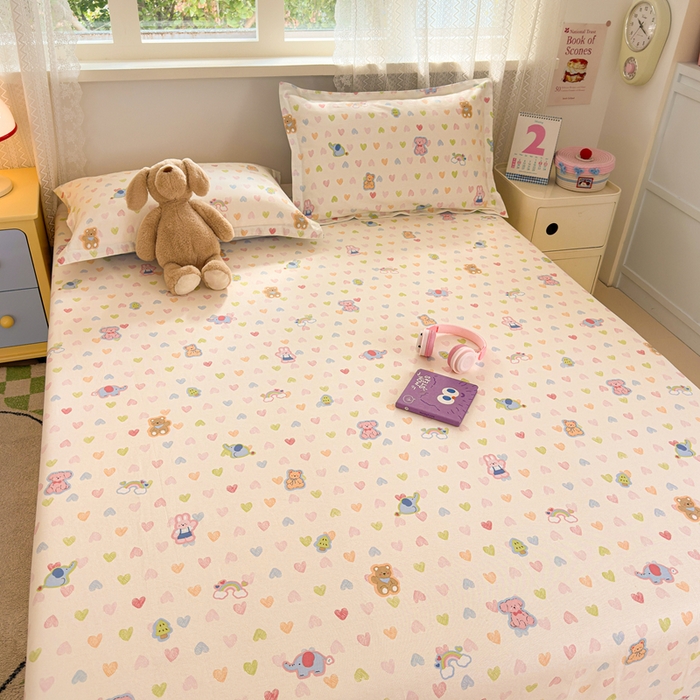 91家纺网 家纺一手货源 找家纺 拾物记 2026新款第二批A类新疆全棉12868单品床单系列（提供买家秀和A类质检报告） 爱心动物园