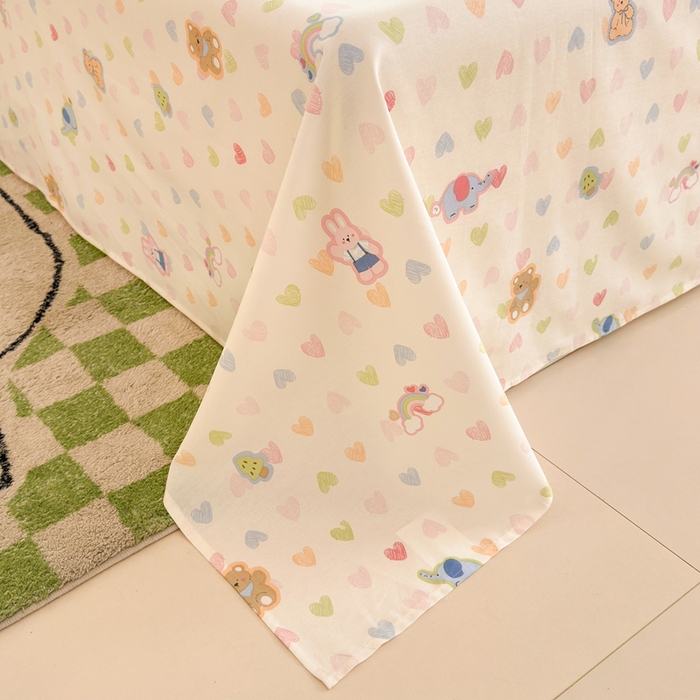 91家纺网 家纺一手货源 找家纺 拾物记 2026新款第二批A类新疆全棉12868单品床单系列（提供买家秀和A类质检报告） 爱心动物园