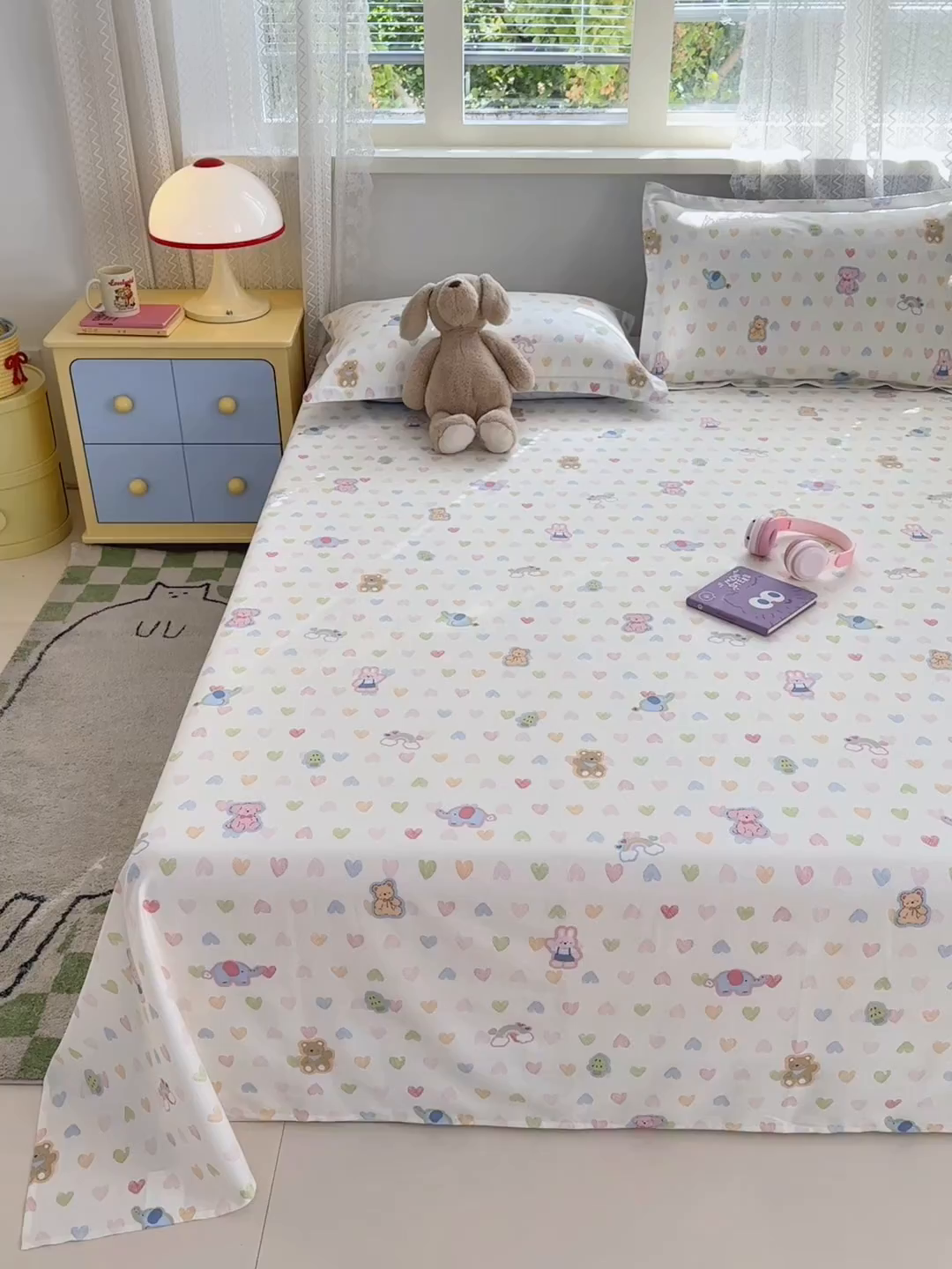 91家纺网 家纺一手货源 找家纺 拾物记 2026新款第二批A类新疆全棉12868单品床单系列（提供买家秀和A类质检报告） 爱心动物园