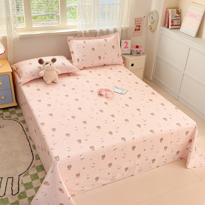 91家纺网 家纺一手货源 找家纺 拾物记 2026新款第二批A类新疆全棉12868单品床单系列（提供买家秀和A类质检报告） 豹纹KT粉