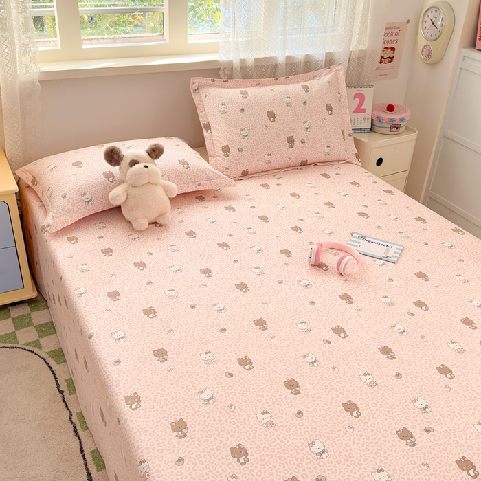 91家纺网 家纺一手货源 找家纺 拾物记 2026新款第二批A类新疆全棉12868单品床单系列（提供买家秀和A类质检报告） 豹纹KT粉