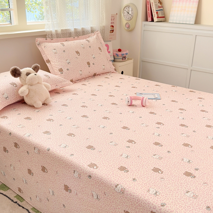 91家纺网 家纺一手货源 找家纺 拾物记 2026新款第二批A类新疆全棉12868单品床单系列（提供买家秀和A类质检报告） 豹纹KT粉