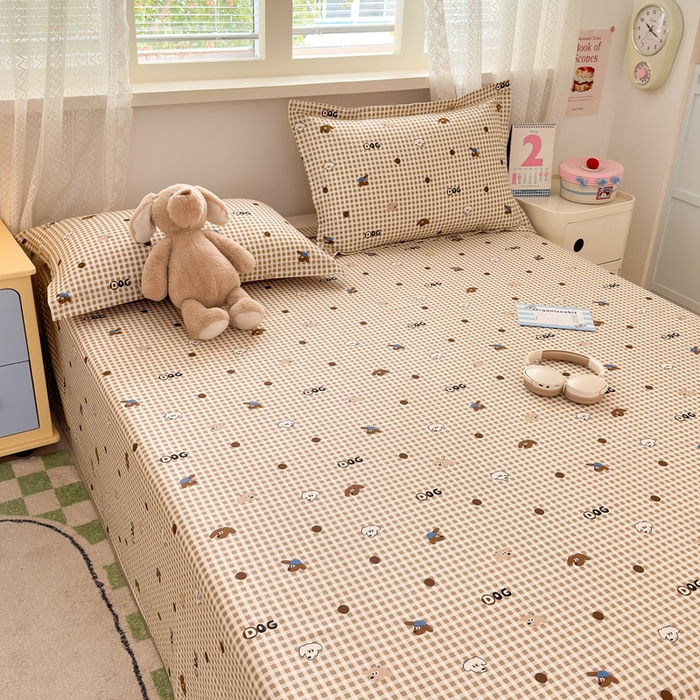 91家纺网 家纺一手货源 找家纺 拾物记 2026新款第二批A类新疆全棉12868单品床单系列（提供买家秀和A类质检报告） 比耶小狗