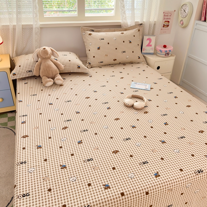 91家纺网 家纺一手货源 找家纺 拾物记 2026新款第二批A类新疆全棉12868单品床单系列（提供买家秀和A类质检报告） 比耶小狗