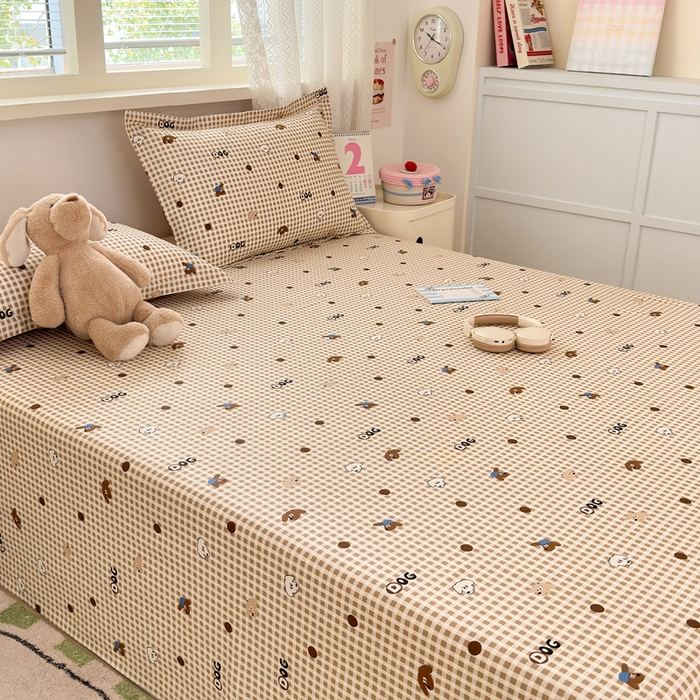 91家纺网 家纺一手货源 找家纺 拾物记 2026新款第二批A类新疆全棉12868单品床单系列（提供买家秀和A类质检报告） 比耶小狗