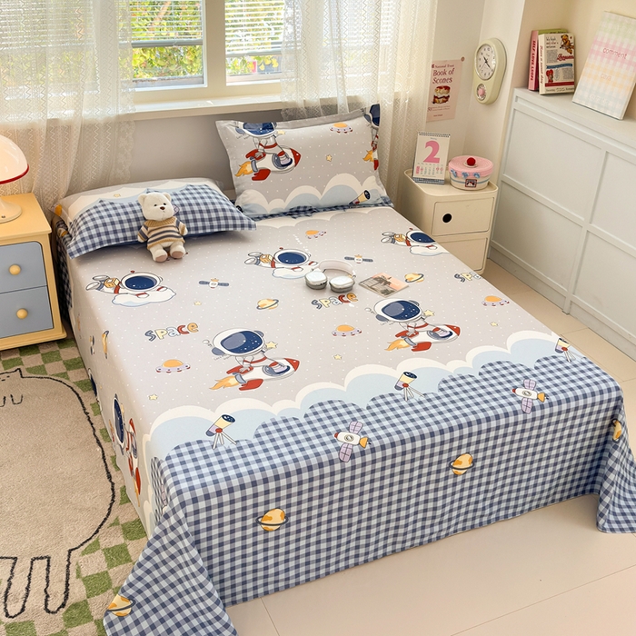 91家纺网 家纺一手货源 找家纺 拾物记 2026新款第二批A类新疆全棉12868单品床单系列（提供买家秀和A类质检报告） 飞向太空