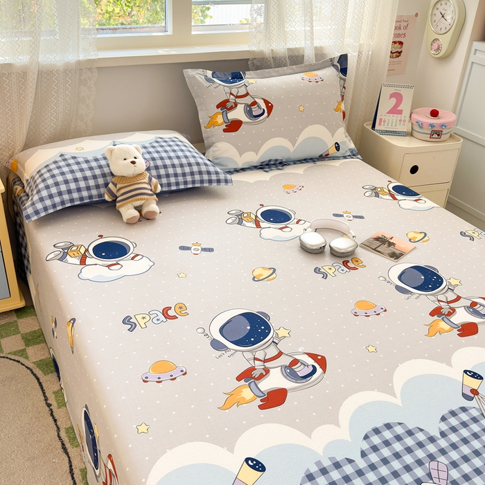 91家纺网 家纺一手货源 找家纺 拾物记 2026新款第二批A类新疆全棉12868单品床单系列（提供买家秀和A类质检报告） 飞向太空