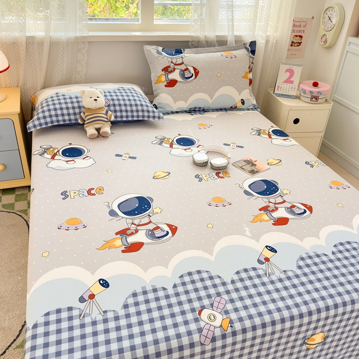 91家纺网 家纺一手货源 找家纺 拾物记 2026新款第二批A类新疆全棉12868单品床单系列（提供买家秀和A类质检报告） 飞向太空