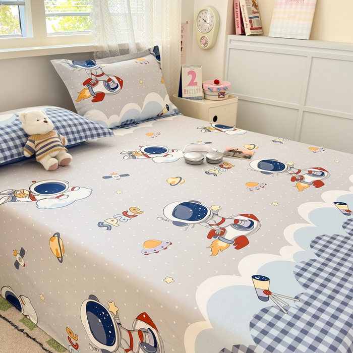 91家纺网 家纺一手货源 找家纺 拾物记 2026新款第二批A类新疆全棉12868单品床单系列（提供买家秀和A类质检报告） 飞向太空