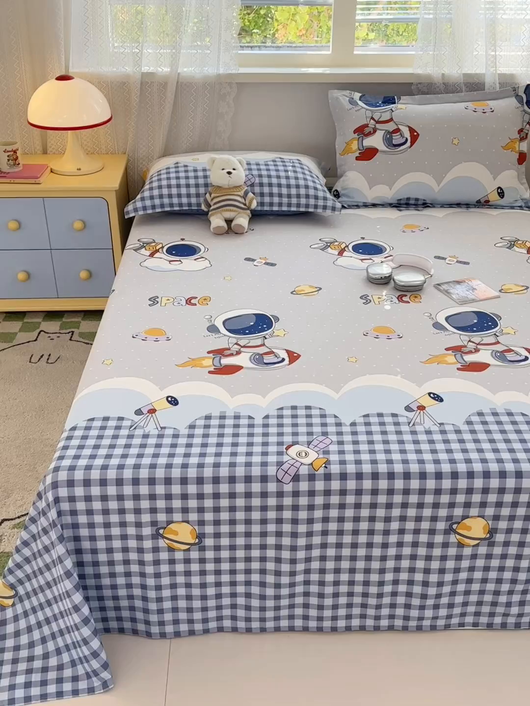 91家纺网 家纺一手货源 找家纺 拾物记 2026新款第二批A类新疆全棉12868单品床单系列（提供买家秀和A类质检报告） 飞向太空