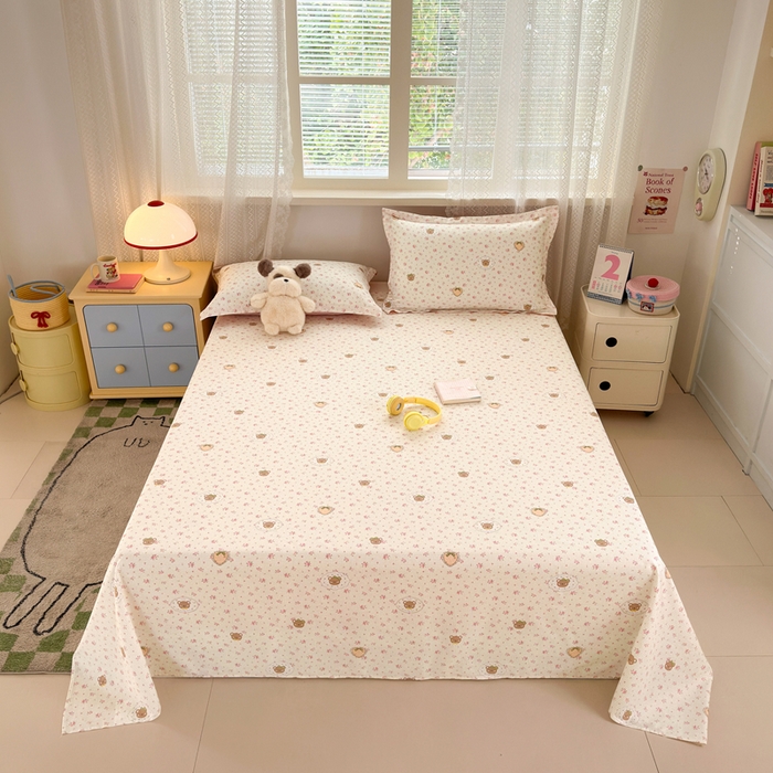 拾物记 2026新款第二批A类新疆全棉12868单品床单系列（提供买家秀和A类质检报告） 小熊花园