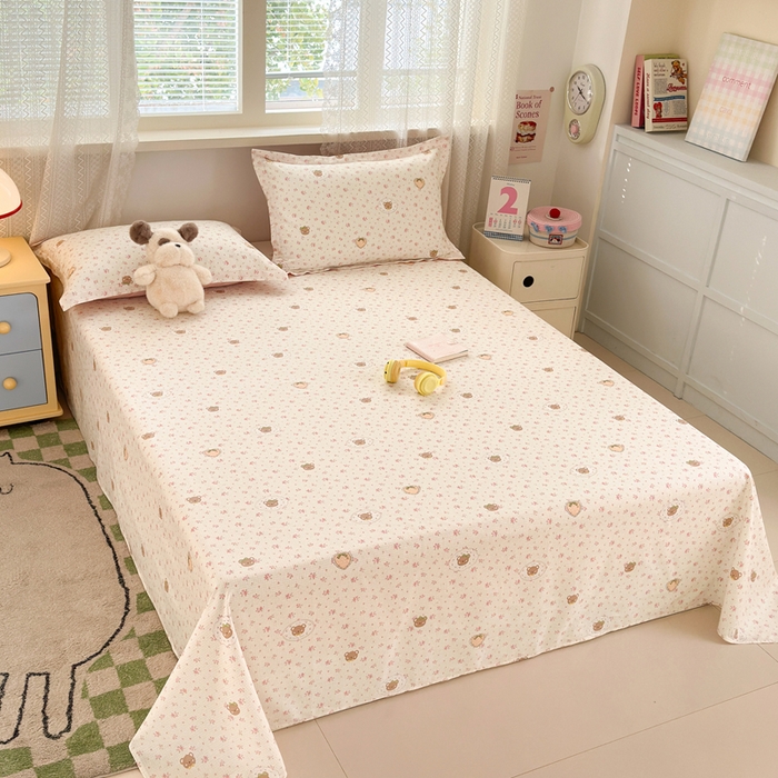 91家纺网 家纺一手货源 找家纺 拾物记 2026新款第二批A类新疆全棉12868单品床单系列（提供买家秀和A类质检报告） 小熊花园