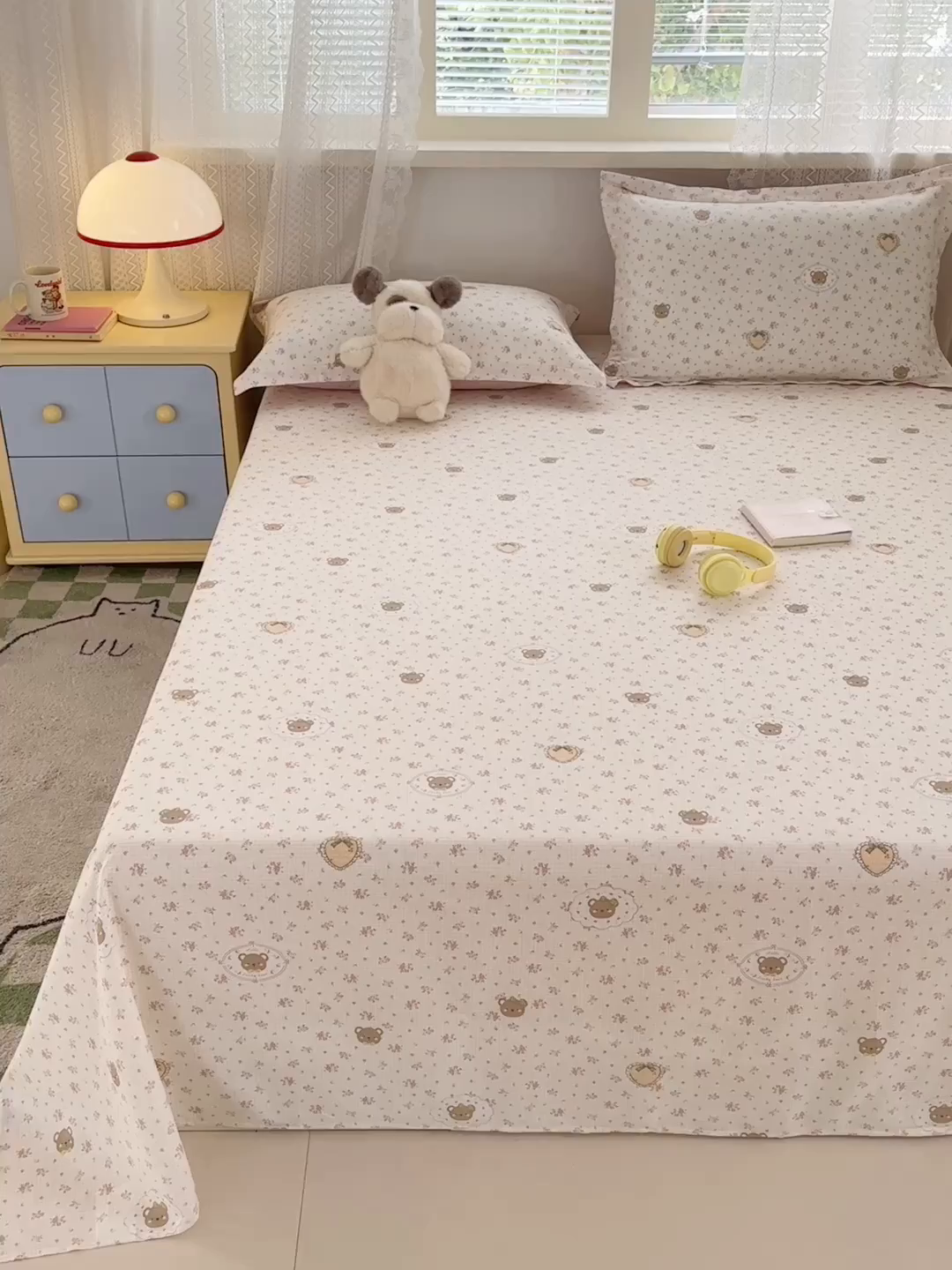 91家纺网 家纺一手货源 找家纺 拾物记 2026新款第二批A类新疆全棉12868单品床单系列（提供买家秀和A类质检报告） 小熊花园