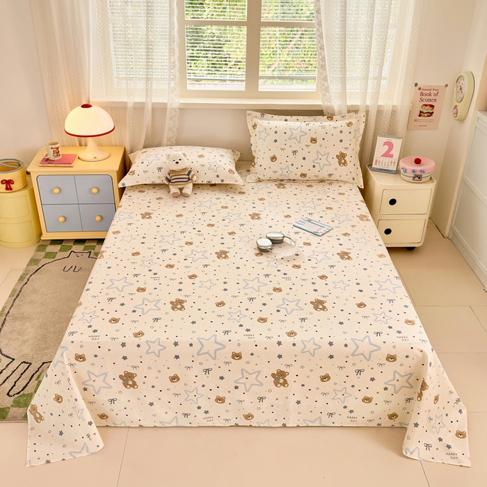 拾物记 2026新款第二批A类新疆全棉12868单品床单系列（提供买家秀和A类质检报告） 小熊天文馆