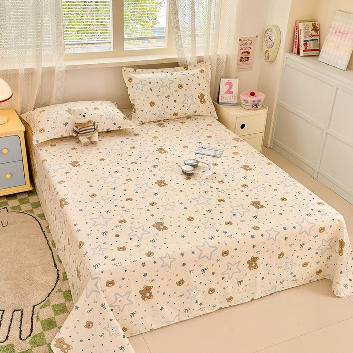 91家纺网 家纺一手货源 找家纺 拾物记 2026新款第二批A类新疆全棉12868单品床单系列（提供买家秀和A类质检报告） 小熊天文馆