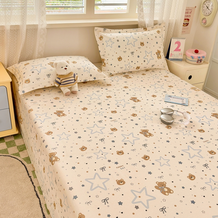 91家纺网 家纺一手货源 找家纺 拾物记 2026新款第二批A类新疆全棉12868单品床单系列（提供买家秀和A类质检报告） 小熊天文馆