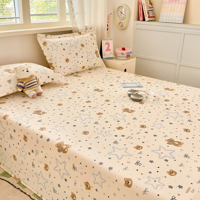 91家纺网 家纺一手货源 找家纺 拾物记 2026新款第二批A类新疆全棉12868单品床单系列（提供买家秀和A类质检报告） 小熊天文馆