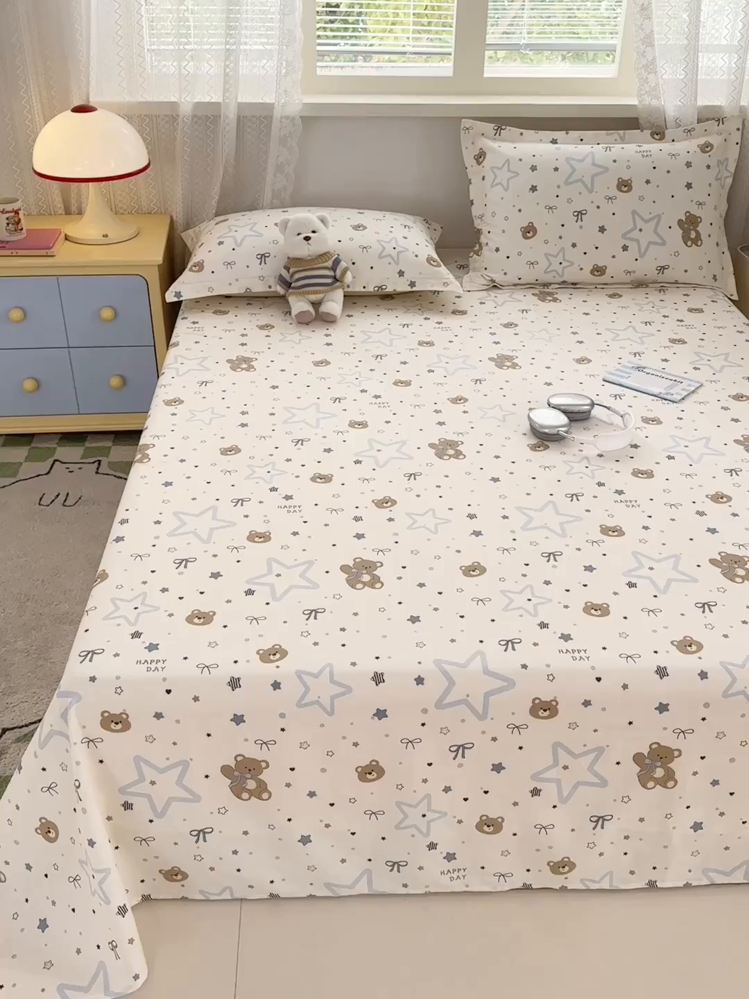 91家纺网 家纺一手货源 找家纺 拾物记 2026新款第二批A类新疆全棉12868单品床单系列（提供买家秀和A类质检报告） 小熊天文馆