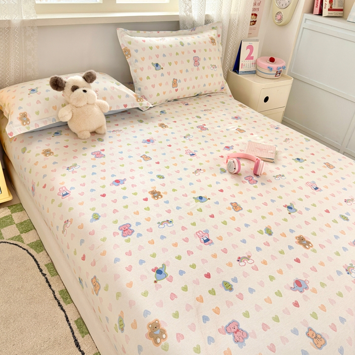 91家纺网 家纺一手货源 找家纺 拾物记 2026新款第二批A类新疆全棉12868单品床笠系列（提供买家秀和A类质检报告） 爱心动物园