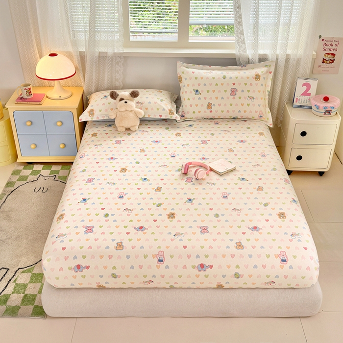 91家纺网 家纺一手货源 找家纺 拾物记 2026新款第二批A类新疆全棉12868单品床笠系列（提供买家秀和A类质检报告） 爱心动物园