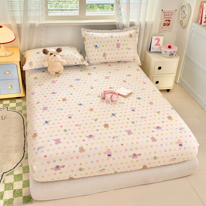 91家纺网 家纺一手货源 找家纺 拾物记 2026新款第二批A类新疆全棉12868单品床笠系列（提供买家秀和A类质检报告） 爱心动物园