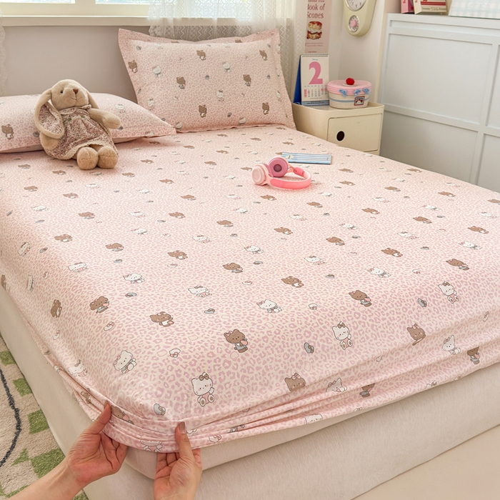 91家纺网 家纺一手货源 找家纺 拾物记 2026新款第二批A类新疆全棉12868单品床笠系列（提供买家秀和A类质检报告） 豹纹KT粉