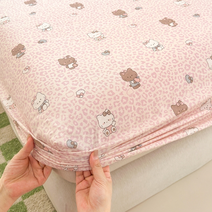 91家纺网 家纺一手货源 找家纺 拾物记 2026新款第二批A类新疆全棉12868单品床笠系列（提供买家秀和A类质检报告） 豹纹KT粉