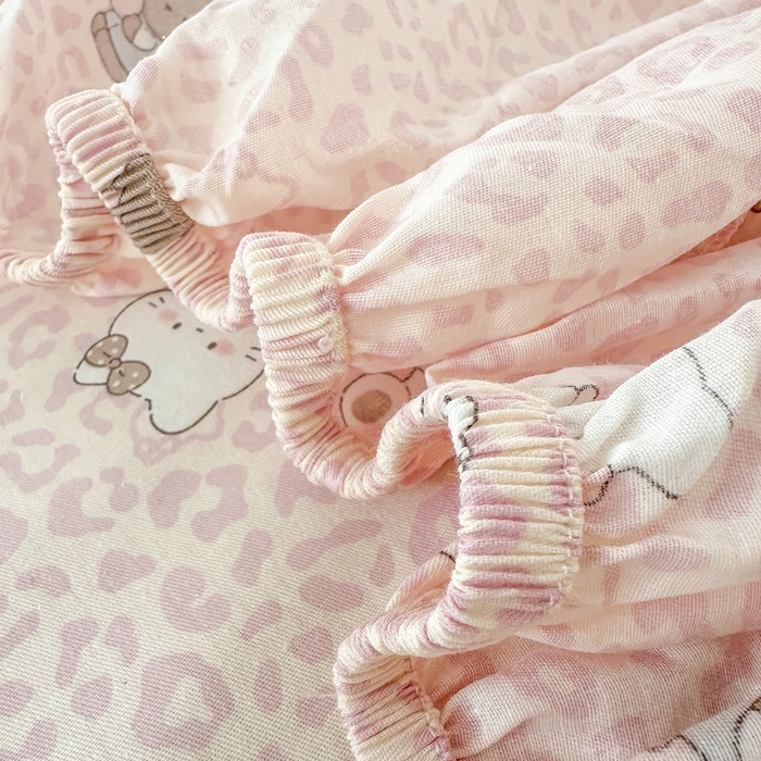 91家纺网 家纺一手货源 找家纺 拾物记 2026新款第二批A类新疆全棉12868单品床笠系列（提供买家秀和A类质检报告） 豹纹KT粉