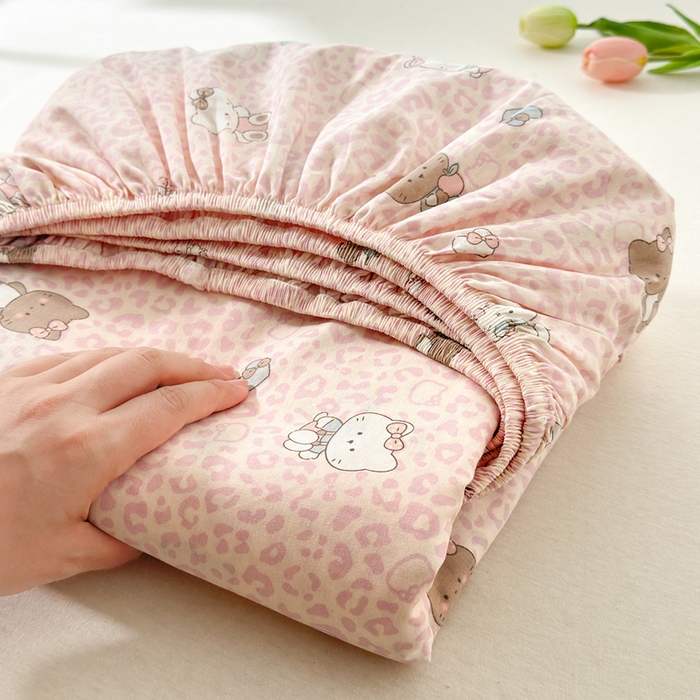 91家纺网 家纺一手货源 找家纺 拾物记 2026新款第二批A类新疆全棉12868单品床笠系列（提供买家秀和A类质检报告） 豹纹KT粉