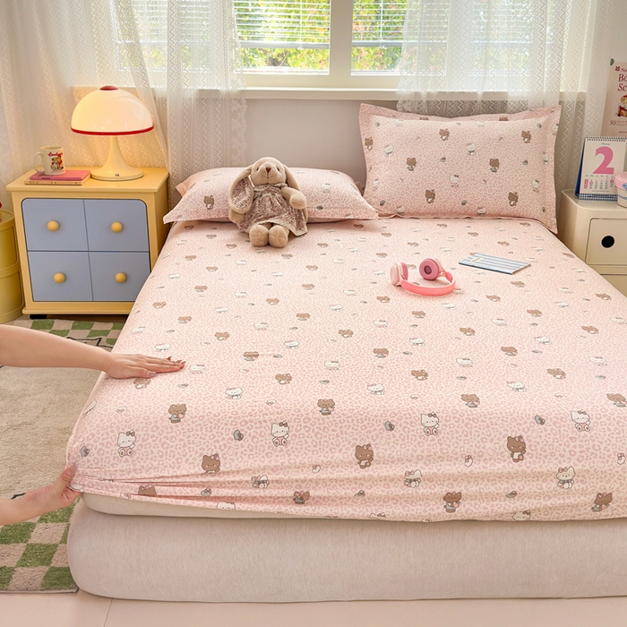 91家纺网 家纺一手货源 找家纺 拾物记 2026新款第二批A类新疆全棉12868单品床笠系列（提供买家秀和A类质检报告） 豹纹KT粉