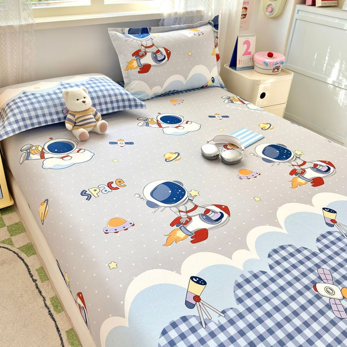 91家纺网 家纺一手货源 找家纺 拾物记 2026新款第二批A类新疆全棉12868单品床笠系列（提供买家秀和A类质检报告） 飞向太空