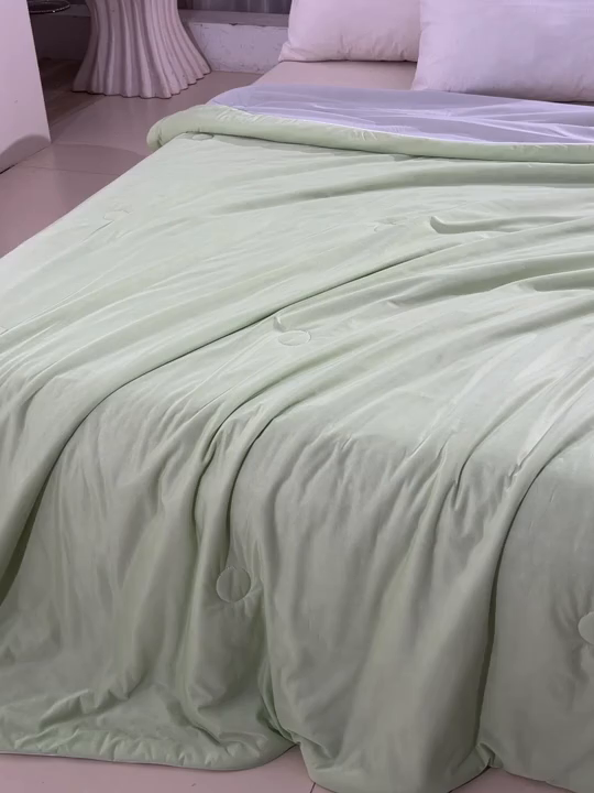 91家纺网 家纺一手货源 找家纺 宝宝纱被业 2026新款A类氨纶凉感丝夏被冰淇淋空调被西瓜夏凉被直播 天青