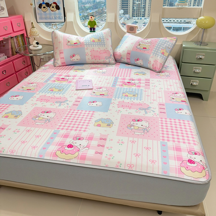 91家纺网 家纺一手货源 找家纺 （总）丝羽坊 2026新款小版印花碳光冰丝凉席床笠款