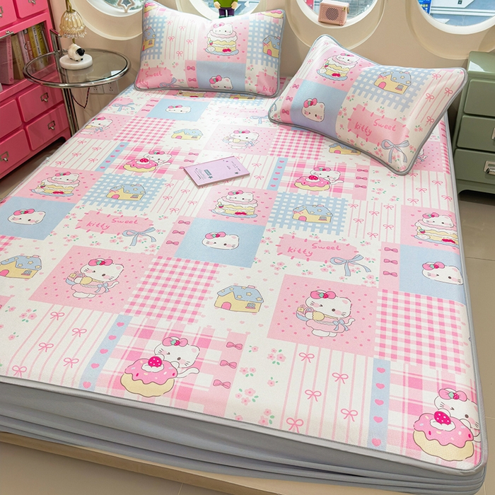 91家纺网 家纺一手货源 找家纺 （总）丝羽坊 2026新款小版印花碳光冰丝凉席床笠款