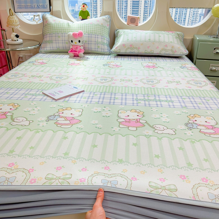 91家纺网 家纺一手货源 找家纺 （总）丝羽坊 2026新款小版印花碳光冰丝凉席床笠款