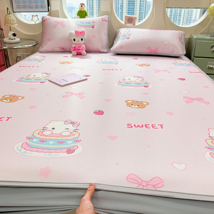 91家纺网 家纺一手货源 找家纺 （总）丝羽坊 2026新款小版印花碳光冰丝凉席床笠款