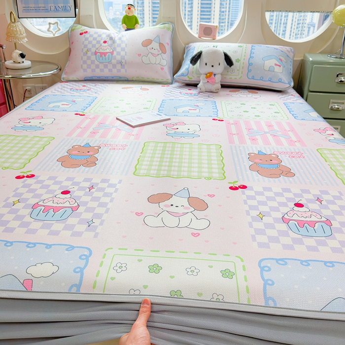 丝羽坊 2026新款小版印花碳光冰丝凉席床笠款 小甜心