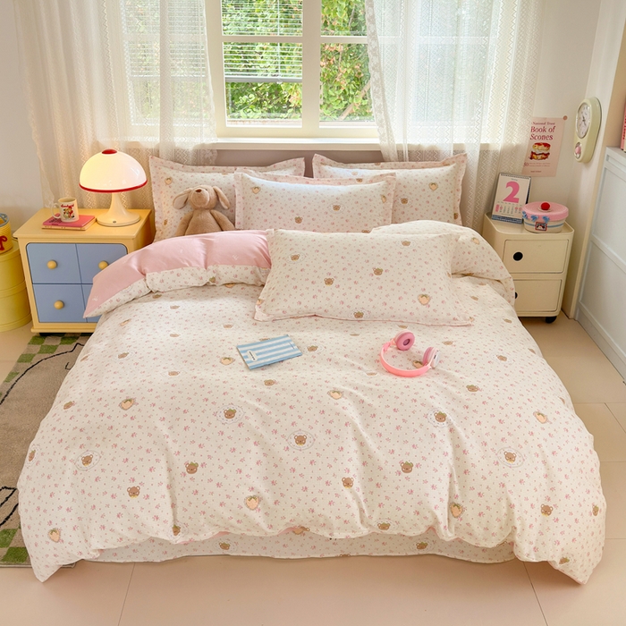 91家纺网 家纺一手货源 找家纺 拾物记 2026新款第二批A类新疆全棉12868单品枕套系列（提供买家秀和A类质检报告） 小熊花园