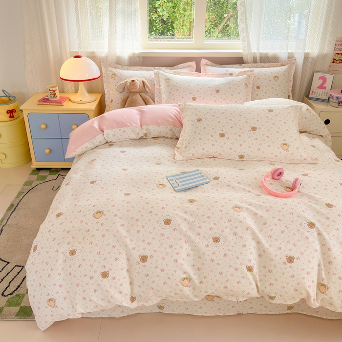 91家纺网 家纺一手货源 找家纺 拾物记 2026新款第二批A类新疆全棉12868单品枕套系列（提供买家秀和A类质检报告） 小熊花园