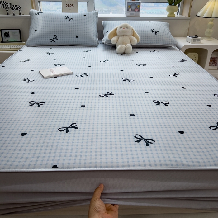 丝羽坊 2026新款小版印花碳光冰丝凉席床笠款 黑蝴蝶