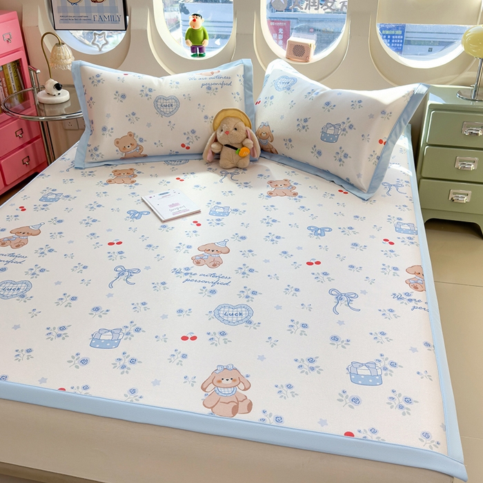 91家纺网 家纺一手货源 找家纺 （总）丝羽坊 2026新款小版印花碳光冰丝凉席平铺款