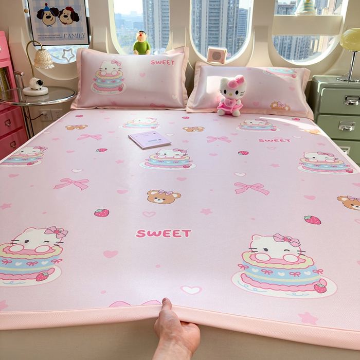 91家纺网 家纺一手货源 找家纺 （总）丝羽坊 2026新款小版印花碳光冰丝凉席平铺款