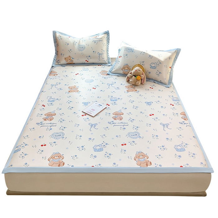 91家纺网 家纺一手货源 找家纺 （总）丝羽坊 2026新款小版印花碳光冰丝凉席平铺款