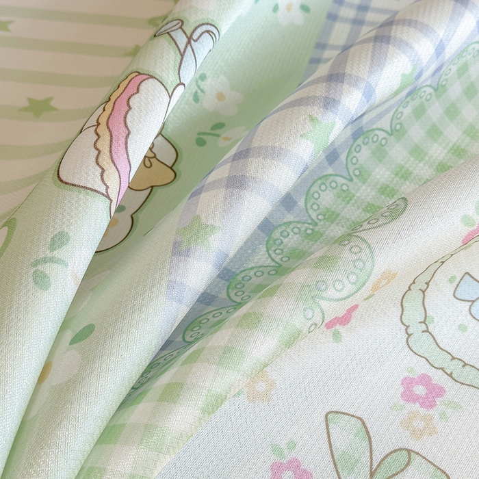 91家纺网 家纺一手货源 找家纺 丝羽坊 2026新款小版印花碳光冰丝凉席平铺款 春日猫记