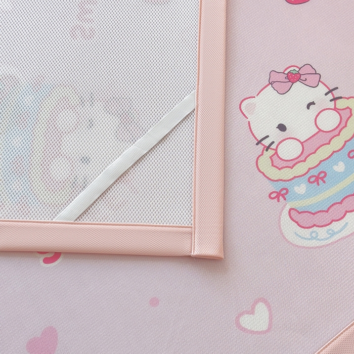 91家纺网 家纺一手货源 找家纺 丝羽坊 2026新款小版印花碳光冰丝凉席平铺款 蛋糕猫