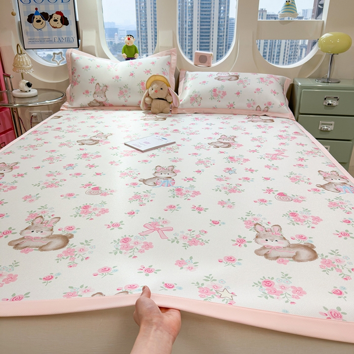 丝羽坊 2026新款小版印花碳光冰丝凉席平铺款 花甜兔