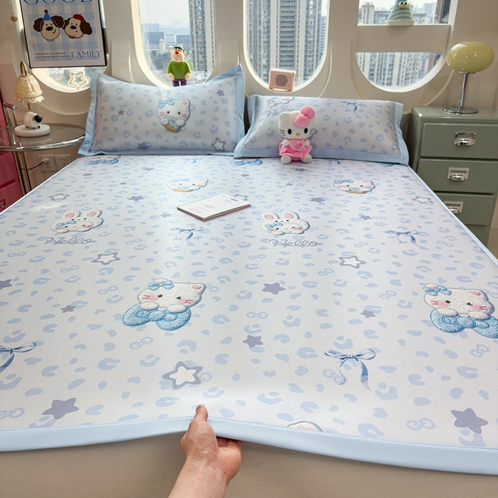 91家纺网 家纺一手货源 找家纺 （总）丝羽坊 2026新款小版印花碳光冰丝凉席平铺款