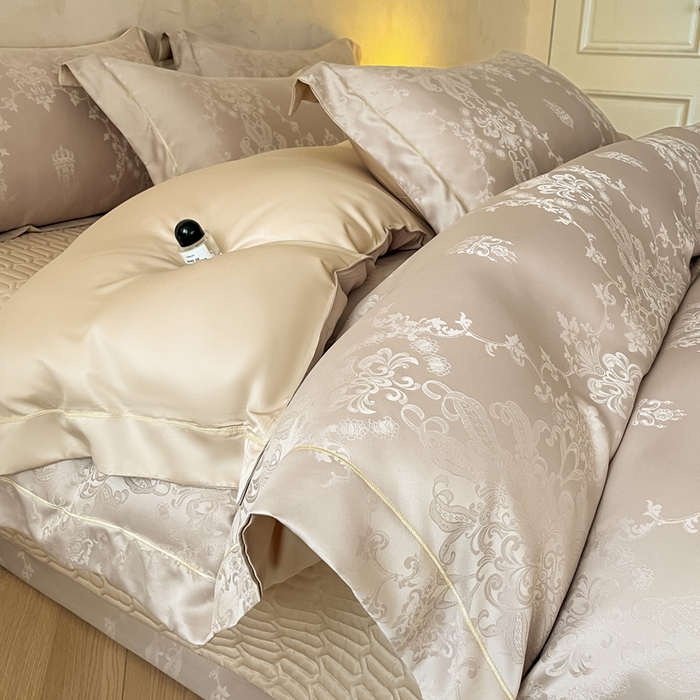 91家纺网 家纺一手货源 找家纺 （总）大麦家纺 2026新款水洗真丝提花床盖四件套丝韵繁花