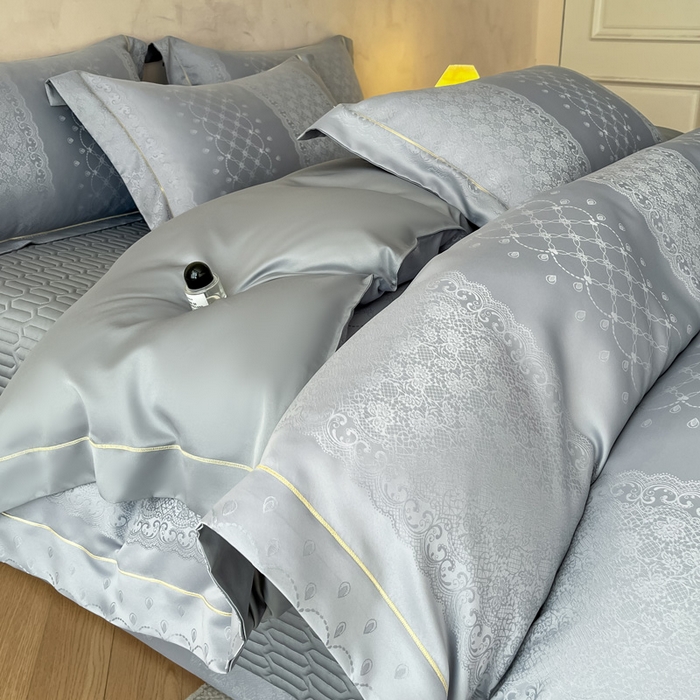 91家纺网 家纺一手货源 找家纺 （总）大麦家纺 2026新款水洗真丝提花床盖四件套丝韵繁花